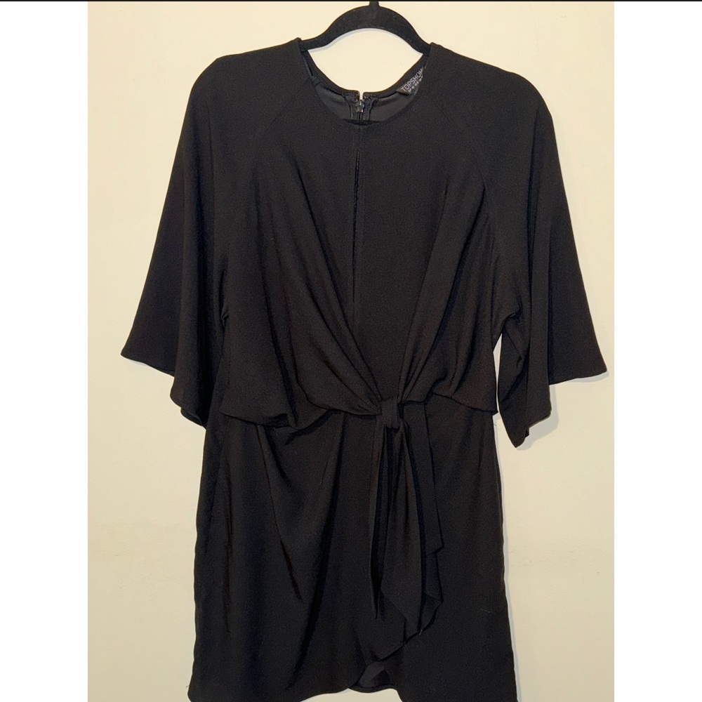 Top Shop Black faux Wrap Tie Dress ~ size 8